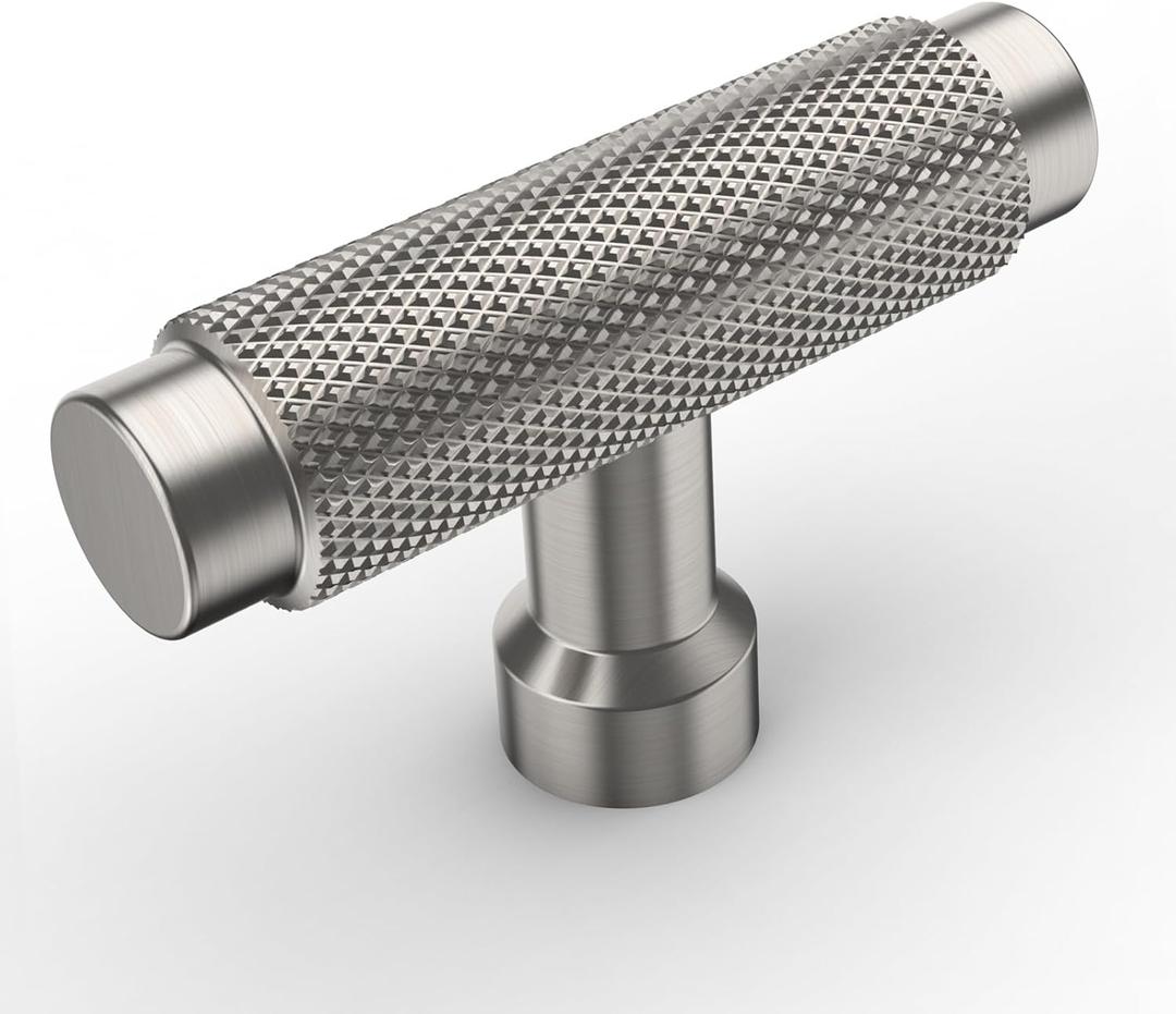 10 Pack Brushed Satin Nickel Knurled Cabinet Knobs for Dresser Kitchen Knobs for Cabinets Single Hole Cabinet Pulls Hardware