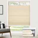 LazBlinds No Tools No Drill Cordless Cellular Shades, Top Down Bottom Up (TDBU) Honeycomb Shades for Home, Light Filtering Thermal Insulation Blinds for Windows, 22" W x 48" H, Beige