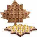 Cinnvoice 2 Pcs Maple Leaves Wooden Deviled Egg Platter 21 Holes Deviled Egg Tray Container Holder Carrier for Countertop Holiday Thanksgiving Christmas (Maple Leaf Shape)