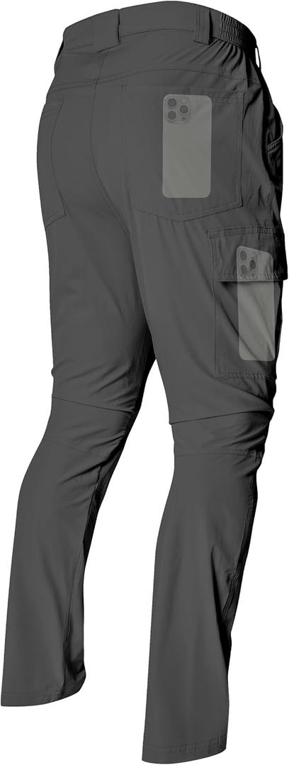 LINLANG EN Mens Cargo Pants Water Resistant Lightweight Quick Dry Work Pants Travel Fishing Climbing Outdoor Hiking Pants Dark Grey 40