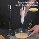 Ruciko Rechargeable 3-Speed Electric Milk Frother,Stainless Steel,Mini Handheld.Quick Type-C Charging for Lattes,Coffee,Egg Whipping & Hot Choc.With Double-Layer Frothing Head & Stand.(white)