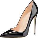 COLETER Women's Sexy Pointed Toe High Heels,4.72 inch/12cm Patent Leather Pumps,Wedding Dress Shoes,Cute Evening Stilettos (11, Black)