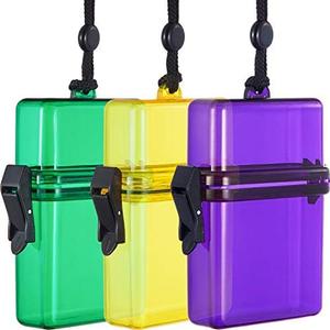 Outus 3 Pieces Waterproof Case ID Card Holder with Floating Sports Case Locker with Hanging Ring and Rope (Green Yellow Purple,4.72 x 2.95 x 1.57 Inch)