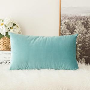 MIULEE Velvet Pillow Cover Soft Luxury Decorative Throw Pillow Cover Single Rectangle Cushion Case for Spring Couch Sofa Bedroom Car Decor,12x20 Inch Aqua Green