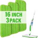 16.5 inch Mop Pads Refills, 3 Pack Microfiber Reusable Replacement Mop Pads Flat Replacements Heads for Wet Or Dry Floor Cleaning and Scrubbing, Green Cloth 
