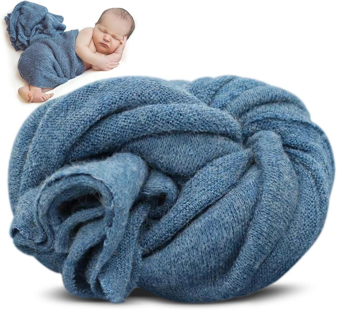 Newborn Photography Props Swaddle Newborn Wraps for Baby Boys Girls Infant Baby Photo Props Shoot Stretch Blanket (Navy-blue)