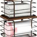 2 Pack Extra Large Pantry Baskets with Bamboo Top,Stainless Steel Trash Bag Dispenser for Kitchen Sink and Laundry Room Organization,Brown