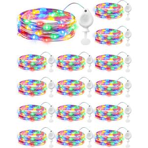 Brightown 14 Pack Multicolor LED Fairy Lights Battery Operated String Lights, 7ft 20LED Waterproof Silver Wire String Lights, Firefly Starry Moon Lights for Mason Jars DIY Christmas Wedding Party