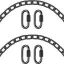 BeneLabel 2Pcs 28 inch Black Heavy Duty Hanging Chains with 4 Carabiners 1000 LB Capacity Hanging Hammock Chair Hardware Extension Chain for Swing, Hanging Chair, Punching Bags, Indoor and Outdoor