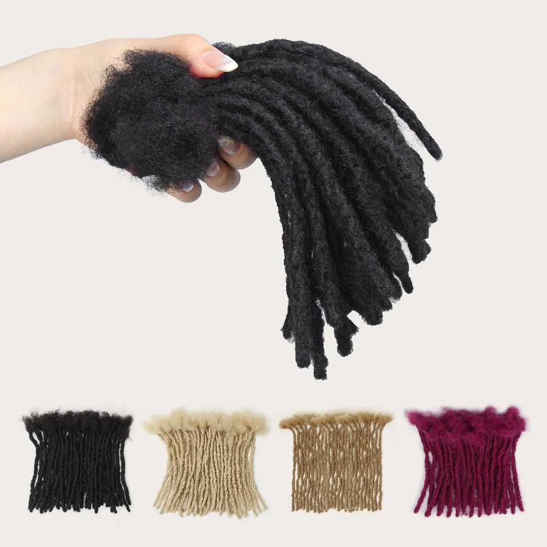 6 inch Interlocking Loc Extensions Human Hair, Soft Human Hair Dreads Extensions, 0.6cm Width 100% Human Hair Dreadlock Extensions, Natural Black (6 inch 20 Strands, 1B 0.6cm)