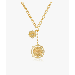 CLASSYZINT 18K Gold Plated Coin Lion Head Pendant Necklace Chunky Paperclip Choker Necklace For Gifts On Birthday Holidays For Women Girls