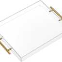 11"x14" Clear Acrylic Serving Tray with Golden Handles, Sturdy Huge Capacity Acrylic Tray for Coffee, Juice, Kitchen and Desk Organizer 