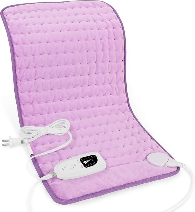 Deepsoon Heating Pad,Electric Heating Pads for Back,Neck,Abdomen,Moist Heating Pad for Shoulder,Knee,Arms,Legs,Dry/Moist Heat & Auto Shut Off,Christmas Gifts for Men and Women,Light Purple,24x12 Inch