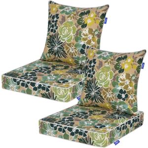Outdoor Loveseat Cushion Set 46'' x 26'', Outdoor Deep Seat Cushions for Patio Furniture, Water Repellent Outdoor Seat Cushion and Couch Back Cushions for Bench, and Swing