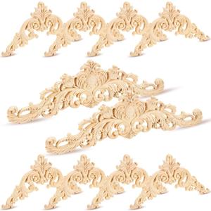 Yalikop 5 Pieces Wood Appliques and Onlays Wood Appliques for Furniture Decorative Wooden DIY Carved Onlay for Bed Door Cabinet Wardrobe Furniture Decoration(Large Size)