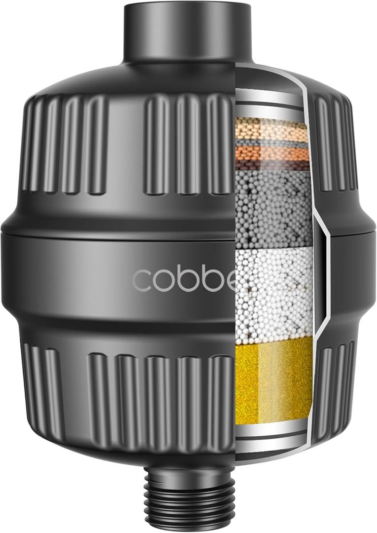 Cobbe HD HEAVY DUTY High Output Shower Filter  99% REMOVAL Shower Head Filter for Hard Water, Heavy Metals, Chlorine and Harmful Substance, Improve your skin and hair - Black