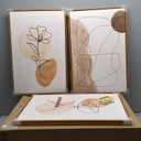 Framed Neutral Abstract Boho Wall Art Bedroom, 3 Piece Brown Black Botanical Minimalist Floral Lines Canvas Artwork for Walls, Modern Bohemian Pictures for Living Room Home Office Wall Decor, 16x24 In