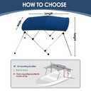 Bimini Boat Top Cover Sun Shade 3-4 Bow Boat Canopy Includes 4 Straps 2 Rear Support Poles Mounting Hardwares Storage Boot with 1" Aluminum Frame (Navy Blue, 3 Bow 6'L x 46" H x 73"-78" W)