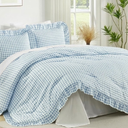 Andency Beige Twin Size Ruffle Comforter, 2 Pieces Farmhouse Shabby Classic Bed Set for Kids, Lighteweight Soft Microfiber Bedding Set for Girls(1 Ruffle Comforter and 1 Pillowcase) (Twin(66"x90"))