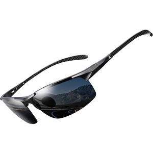 BIRCEN Polarized Carbon-Fiber Sunglasses for Men: Ultralight UV Protection Sun Glasses for Outdoor Sports Fishing Golf Hiking (A-black Frame Black Lens)