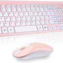 cimetech Wireless Keyboard and Mouse Combo, Compact Full Size Wireless Keyboard and Mouse Set 2.4G Ultra-Thin Sleek Design for Windows, Computer, Desktop, PC, Notebook, Laptop - Pink