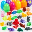 JOYIN 24 Pcs Prefilled Easter Eggs with 3D printed Mini Animals, 3D Articulated Toys for Party Favors, Basket Stuffers, Goodie Bag Fillers, Classroom Prize Supplies, Party Games for Boys & Girls
