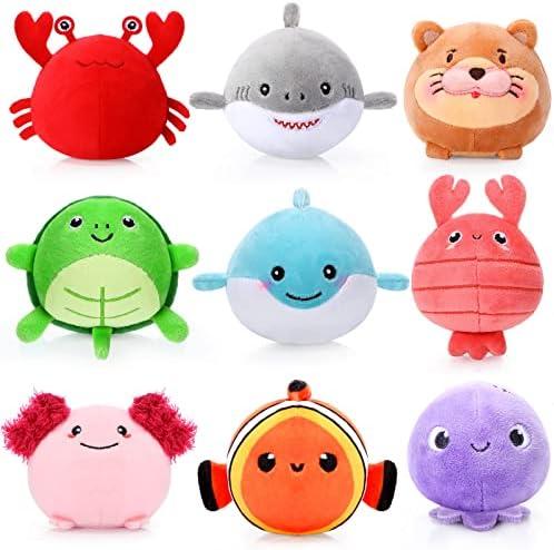 Harrycle 21 Pcs Mini Sealife Stuffed Animals 3.15 Inch Stuffed Shark Turtle Ocean Animal Soft Plushies for Birthday Ocean Party Decors Gift Bag Fillers Easter Basket Stuffers Classroom Prizes
