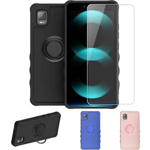Koobee K100 Case Compatible with Ans Koobee K100 Phone Case SL004T Case Cover [with Tempered Glass Screen Protector][ 2MM Thickening Super Protection][Ring Support] Black