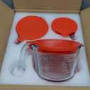 M MCIRCO 6 Pcs Glass Measuring Cups with Lids Set, 1-Cup, 2-Cup, 4-Cup Measuring Jugs with Handle, Nesting Liquid Measuring Cups for Kitchen