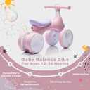 Baby Toddler Balance Bike with Bubble Machine for 1 Year Old Children,4 Wheels Kids Balance Bike w/Bubble Maker,Kids Ride on Toys w/Music,Headlight for Ages 12-36 Months Boys Girls (Light Pink), Large