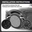 Matte Black 19 Inch Hubcaps for 2026 Tesla Model Y Juniper, Full Coverage Wheel Covers, Snap-On Rim Protectors, Durable ABS Replacement for Tesla 19 Stock Wheels, Anti-Scratch & Secure Fit