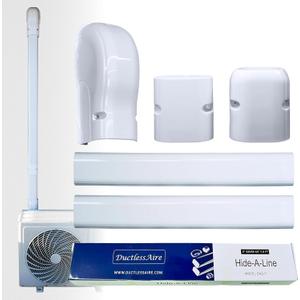 DuctlessAire Mini Split Line Set Cover Kit - Paintable Lineset Cover - Line Set Covers for Ductless Air Conditioner, Mini Split AC/Heating System, HVAC, Central AC Unit, Heat Pump (White, 3" x 7.5 ft)