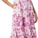The Drop Women's Anaya Square Neck Cut-Out Tiered Maxi Dress (Wild Purple Floral Print)