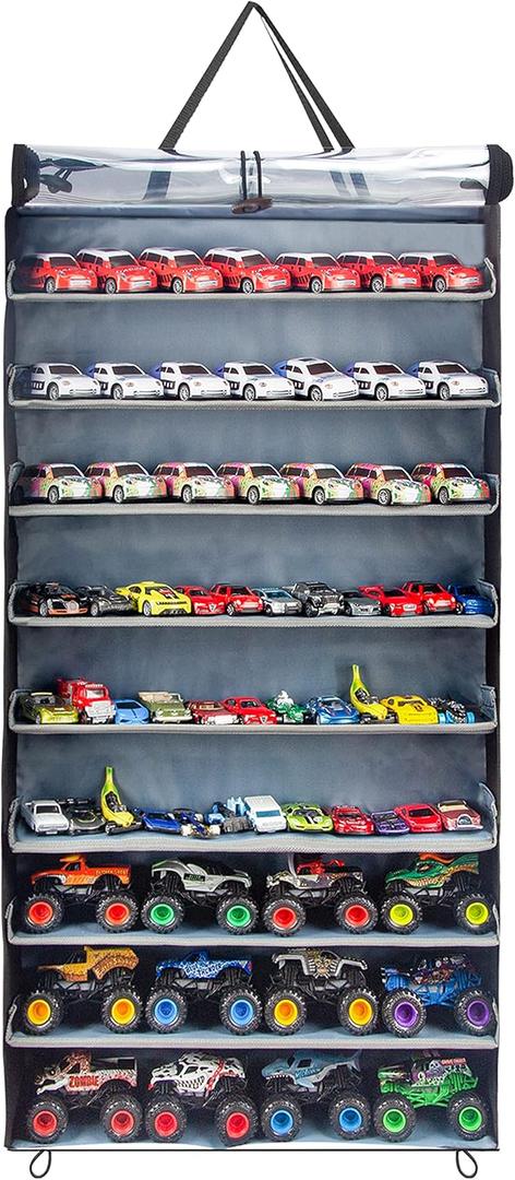 Display Case Compatible with Toy Cars, Matchbox Cars, Monster Trucks, Dustproof Hanging Display Case for Toy Cars, Matchbox Cars, Monster Trucks (Rectangular-Black)