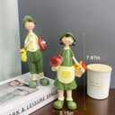 Pastoral Style Handpainted Resin Figurine Set (7.9 Inch), Garden Couple Character Sculptures, Decorative Ornaments for Home, Book Shelf Decor Valentine's Day Gifts