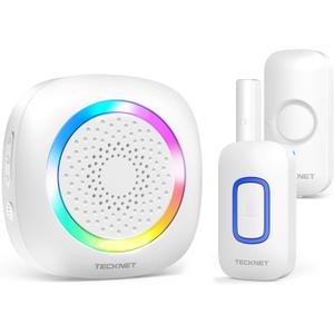 TECKNET Door Chimes When Door Opens, Wireless Door Sensor Chime Alarm with 1000Ft Range, 61 Songs, 5 Volume Levels, RGB Light, Door Chime for Business/Store/Home/Office When Entering