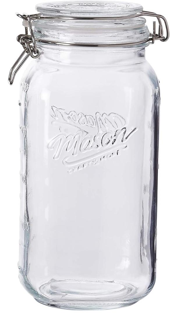 Mason Craft & More Airtight Kitchen Food Storage Clear Glass Clamp Jars, 67 Ounce