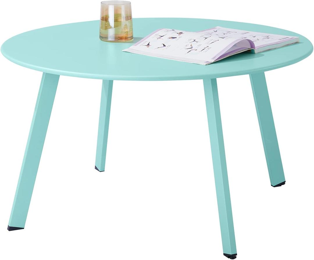 Meluvici Outdoor Side Table, Outdoor/Indoor Metal Steel Patio Coffee Table, Round Weather Resistant Anti-Rust, Green, Pack of 1