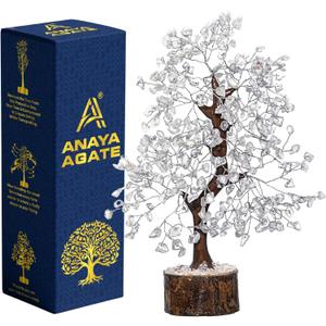 Clear Quartz Crystal Trees for Home Decor, Office Desk Decoration, Chakra Healing Crystals and Stone for Positive Energy, Money, Good Luck, Tree of Life Spiritual for Women and Mom