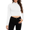 MadHeart Womens Long Sleeve Crop Tops Slim Fit Cropped Mock Neck Base Layer Shirts