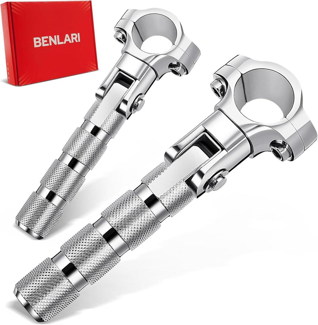 Benlari CNC Highway Pegs Motorcycle Foot Pegs Stainless Steel 1in 1-1/4in 25mm 32mm Fit for Harley Davidson for BMW for Honda for Suzuki for Kawasaki Engine Guards Crash Bars Chrome