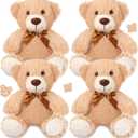 Civaner 4 Pack 14 Inches Teddy Bears Plush Stuffed Animals Cute Soft Bears Gifts Bulk for Women BFF Girlfriend(Light Brown)