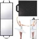 Foldable Full Length Mirror, Hanging Wall Mirror Portable Travel Mirror with Handle for Dance Home Bedroom Wardrobe Stage Makeup Checks Camping Outdoor Use (32.2" L x 12.5" W, Bi-Fold)