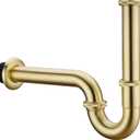 Brass P Trap, 1 1/4 Bathroom Basin Sink Waste Trap Drain Kit with Flange and Slip Joint Extension Tube Drain Tailpiece, Adjustable Height, Brushed Gold Brass Finish