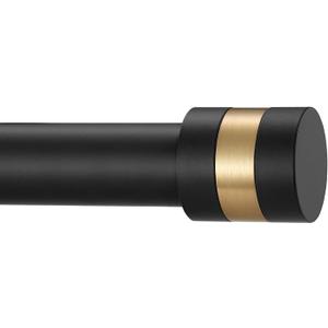 1Inch Diameter Single Curtain Rods with Decorative Finials 36-72inch, Matte Black