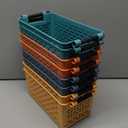 Yesland 8 Pack Plastic Storage Basket for Shelves, 12 x 6 x 5 Inches Basket Organizer Bin with Handles Sturdy Closet Baskets for Home Office Closet - Yellow, Orange, Blue, Green