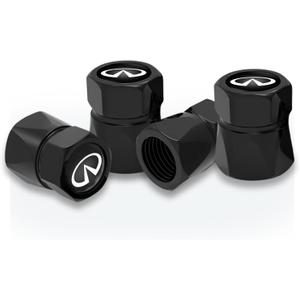 4Pcs Automobile Tire Valve Stem Covers, for Infiniti QX50 Q50 Q70 Q70L Q60 QX30 QX60 QX80 Series Stem Cap Universal Car Valve Cover Decorative Accessories Black