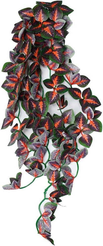 Dsoar 30cm/12in Aquarium Decorations Plants Artificial Fake Plastic Water Grass Plants for Fish Tank Aquarium Decor Artificial Hanging Plants (Red Leaves)