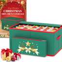 MODFUNS Christmas Ornament Storage Box Christmas Ornament Organizer Storage Box with Adjustable Dividers Fits 72 of 3 Inch Ornaments 600D Oxford Fabric Holiday Ornament Storage Container (Green)