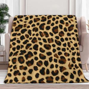 6x4  In Blanket for Couch Sofa Bed, Decorative Animal Fur Leopard Print Blankets, Fuzzy Soft Cozy Warm Animal Print Beding, Lightweight Flannel Bed Blanket for All Seasons